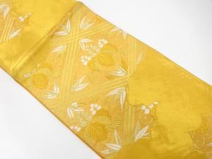 アンティーク　斜め格子に桐・笹模様織り出し袋帯（材料）